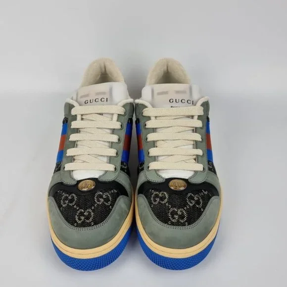 Gucci Screener Grey And Blue GG Sneakers New Size 9 Gucci Screener Blue / Dark Blue Gg Supreme - Jun 2024  main image 4
